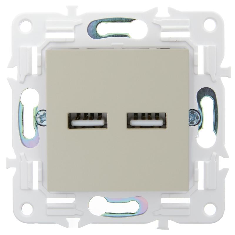 SKANDY Розетка USB A+A 3,1А SK-R15B бежевый | SK-U21-D31-K10 | IEK — миниатюра 2