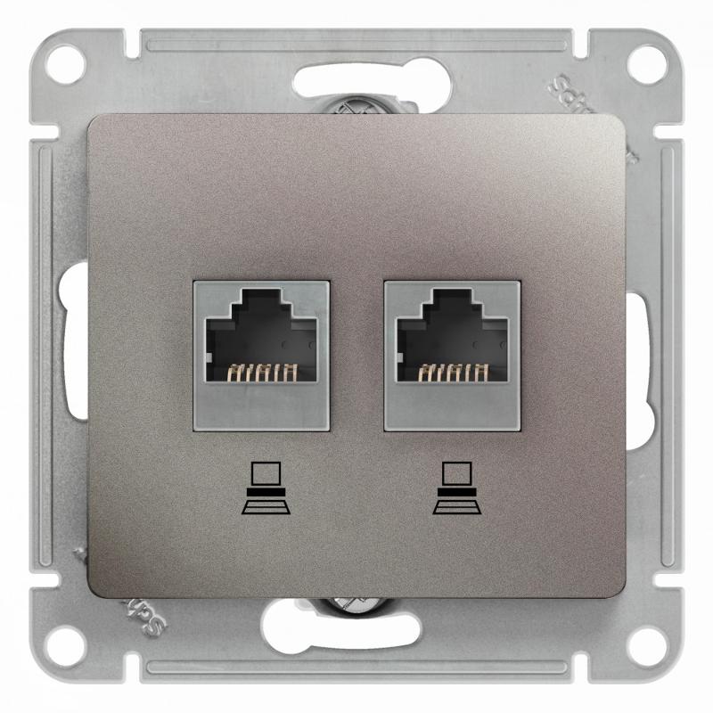 Glossa Платина Розетка 2-ая компьютерная RJ45+RJ45, кат.5E | GSL001285KK | SE — Systeme Electric