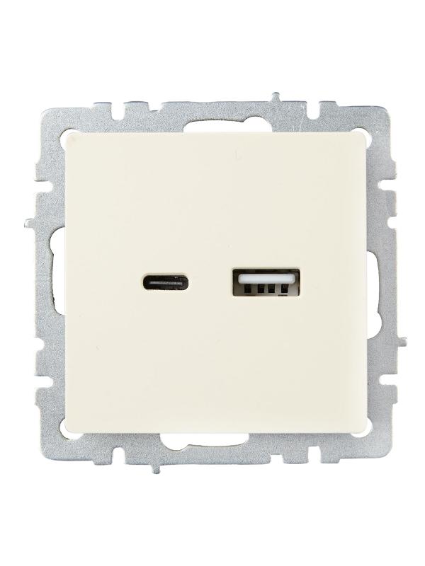 BRITE Розетка USB A+C 18Вт РЮ11-1-БрКр бежевый | BR-U22-018-K10 | IEK — миниатюра 2