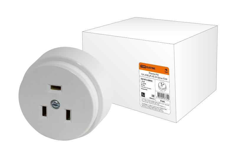Розетка РШ 32А 250В 2Р+РЕ ОУ белая | SQ1812-0005 | TDM — TDM ELECTRIC