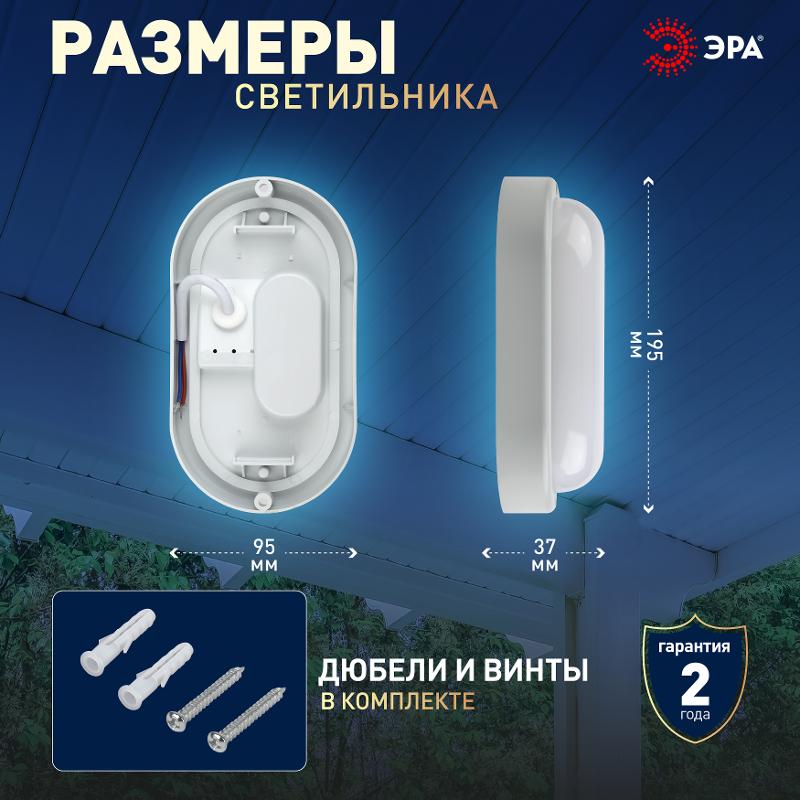 Светильник светодиодный пылевлагозащищенный для ЖКХ SPB-202-0-65K-012 IP65 12Вт 6500К ОВАЛ | Б0047622 | ЭРА — миниатюра 5