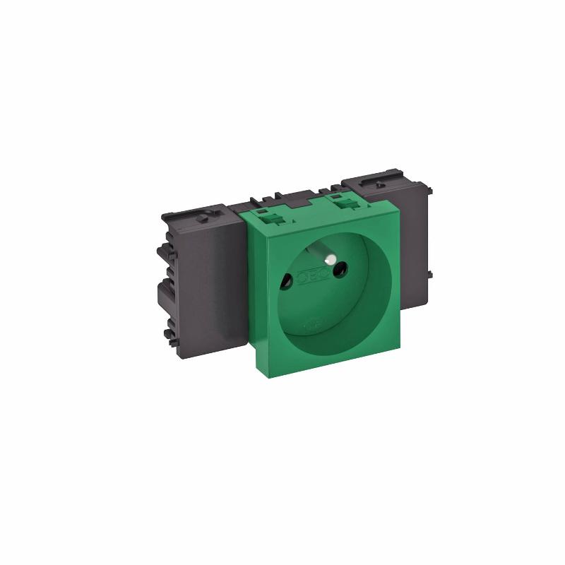Розетка одинарная 0° Modul45connect франц. стандарт, 250 В, 16A (зеленый) (STD-F0C MZGN1) | 6120536 | OBO Bettermann — OBO Bettermann