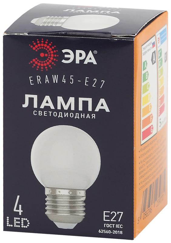 Лампы cветодиодные ERAW45-E27 LED Р45-1W-E27 (диод. шар, бел., 4SMD, 1W, E27, для белт-лайт) (10/100/6000) | Б0049577 | ЭРА — миниатюра 3