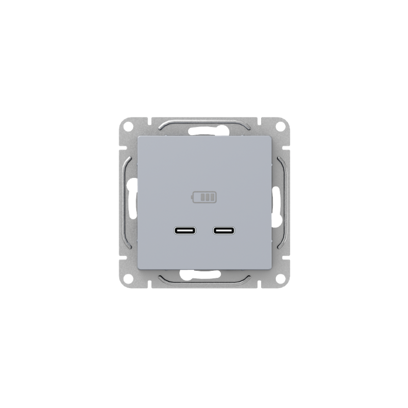 Механизм розетки USB-C - 2шт, алюминий Эпика EKF | UP1-SOA-2USBC | EKF — EKF