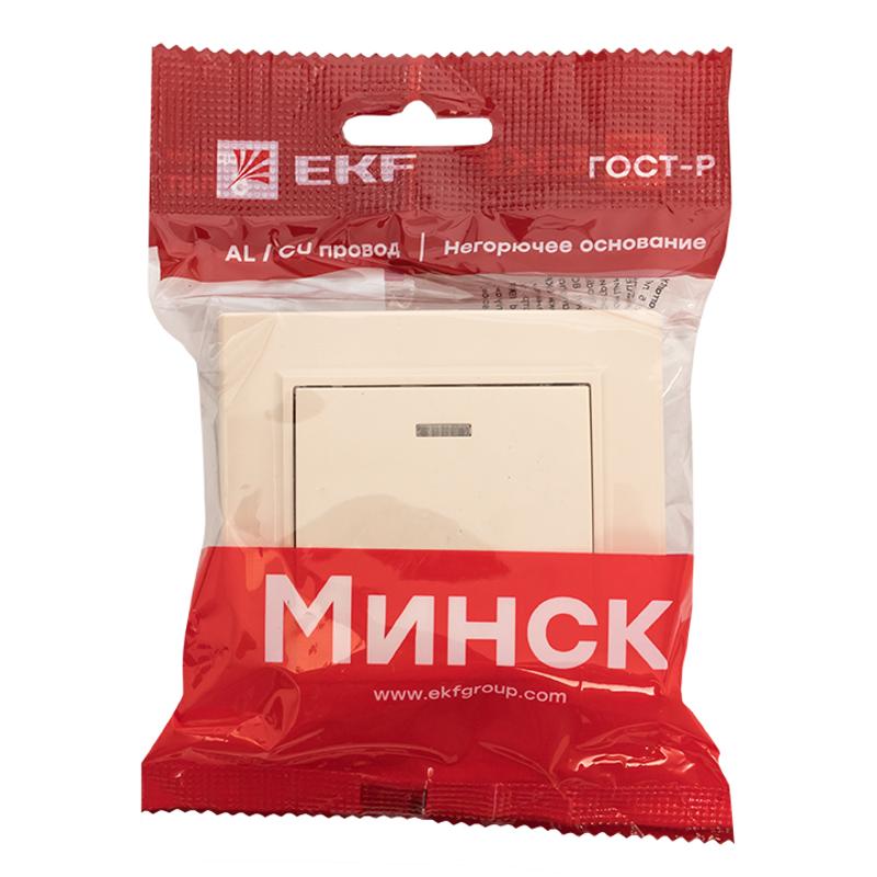 Выключатель 1-кл. СП, Минск, с индикатором 10А, бежевый EKF|ERV10-121-20|EKF — миниатюра 6