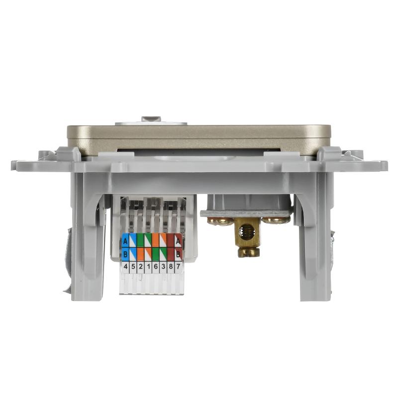 FLITE Розетка 2-ая RJ45/TV кат.5Е UTP РКТВ5е-2-0-ФлШ шампань | FI-AK22-1-K37 | IEK — миниатюра 4