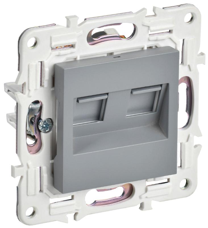 SKANDY Розетка компьютерная двойная RJ45 кат.5E SK-K03Gr серый | SK-K20-1-K03 | IEK — IEK (ИЭК)