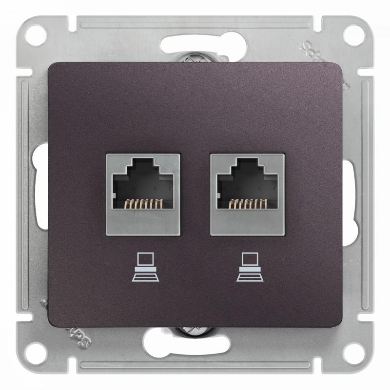 Glossa Сиреневый туман Розетка 2-ая компьютерная RJ45+RJ45, кат.5E | GSL001485KK | SE — Systeme Electric