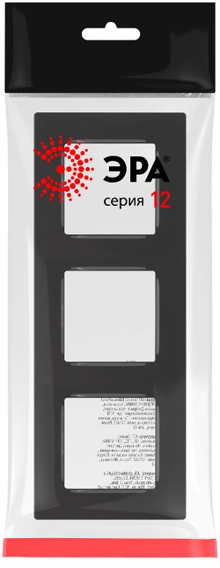 Рамка для розеток и выключателей  Серия 12 12-5203-06 на 3 поста, Классик, чёрный | Б0067694 | ЭРА — миниатюра 2