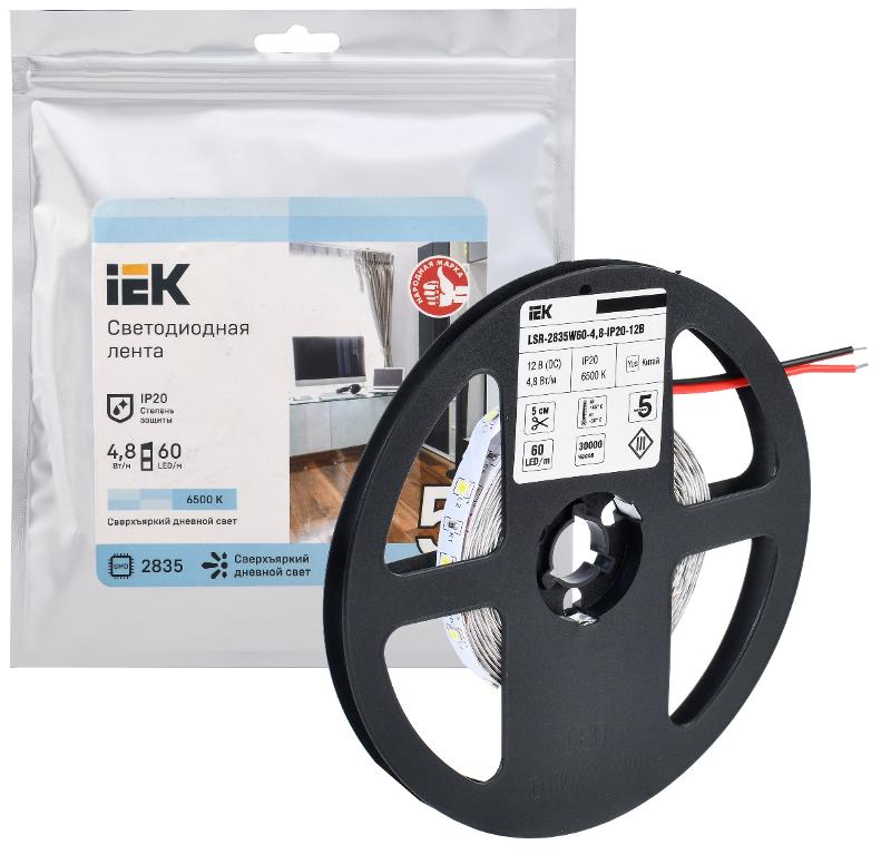 Лента светодиодная 5м LSR-2835W60-4,8-IP20-12В | LSR1-2-060-20-3-05 | IEK — миниатюра 2