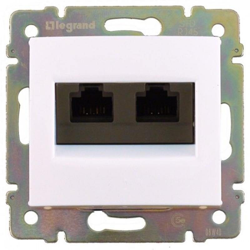 Valena Белый DIY Розетка компьютерная 2-ая RJ45 категория 5e UTP с захватами | 694292 | Legrand; замена на арт. ИЭК 6942921 — Legrand