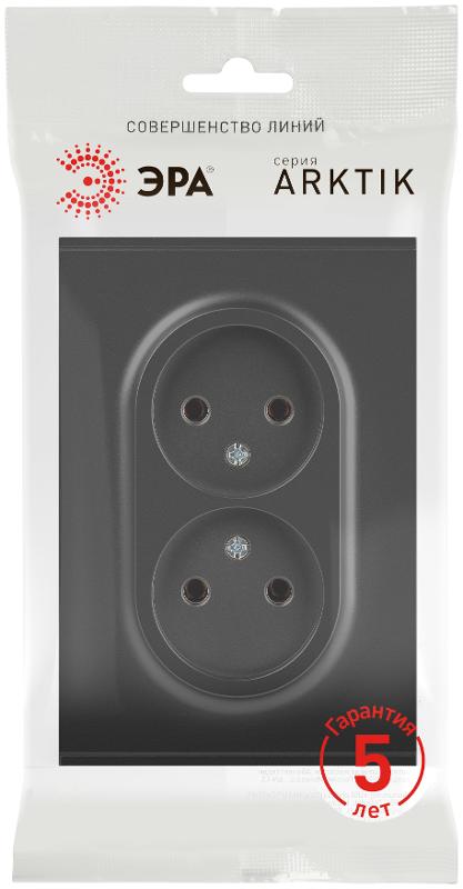 Розетка Arktik 16-2107-05 без заземления двойная 2X2P 16А-250В антрацит | Б0071685 | ЭРА — миниатюра 2