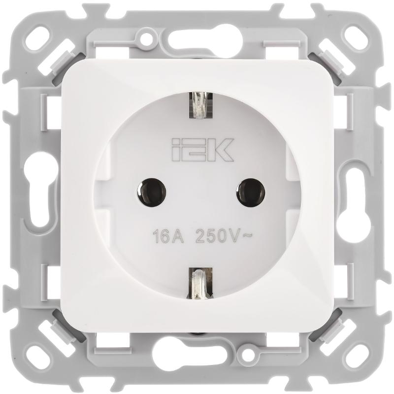 FLITE Розетка с заземлением без шторок быстрозажимные клеммы 16А РС11-1-ФлБ белый | FI-R11-16-1-K01 | IEK — миниатюра 2