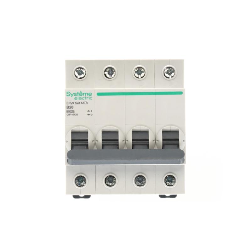 Выключатель автоматический четырёхполюсный 20A B 6kA City9 | C9F16420 |Systeme Electric — миниатюра 2