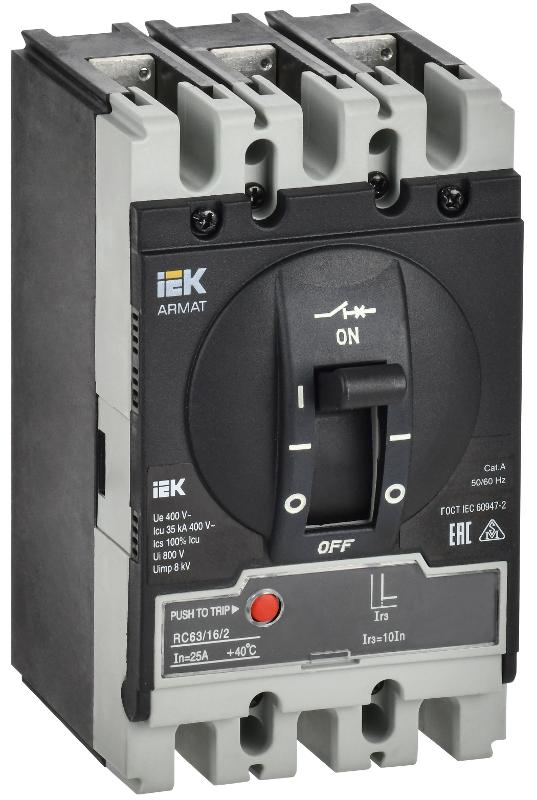 ARMAT Авт. выкл. лит. корпус 3P S 35кА 16А э/м рег. IEK | AR-MCCB-3S-035-0016A-MTUC | IEK — фото 1 | Sento