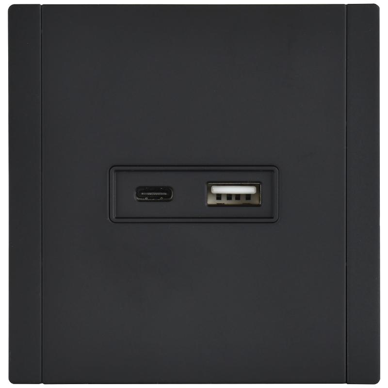 FORTE&PIANO Розетка USB A+C 18Вт FP151M черный  | FP-U22-018-M-K02 | IEK — миниатюра 2