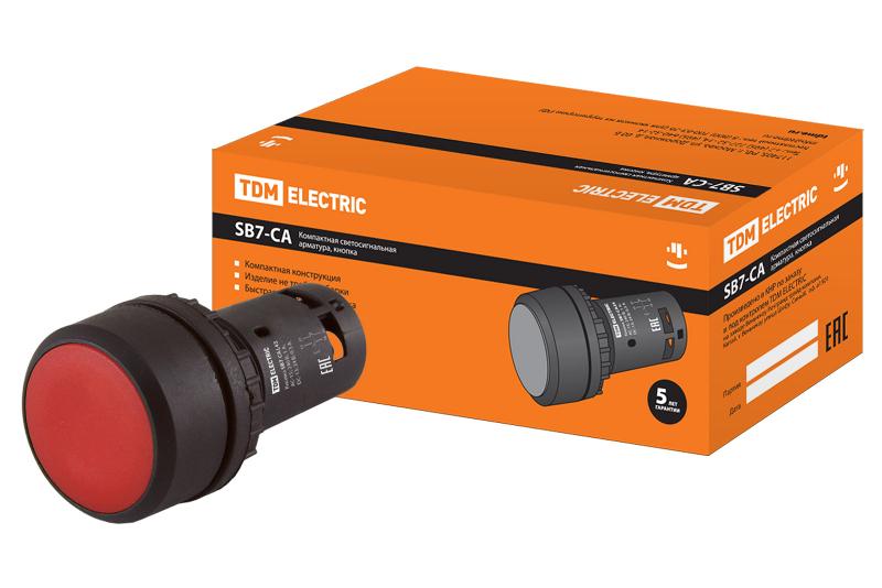 Кнопка с фиксацией SB7-CAL45 d22мм 1з+1р красная | SQ0746-0015 | TDM — TDM ELECTRIC