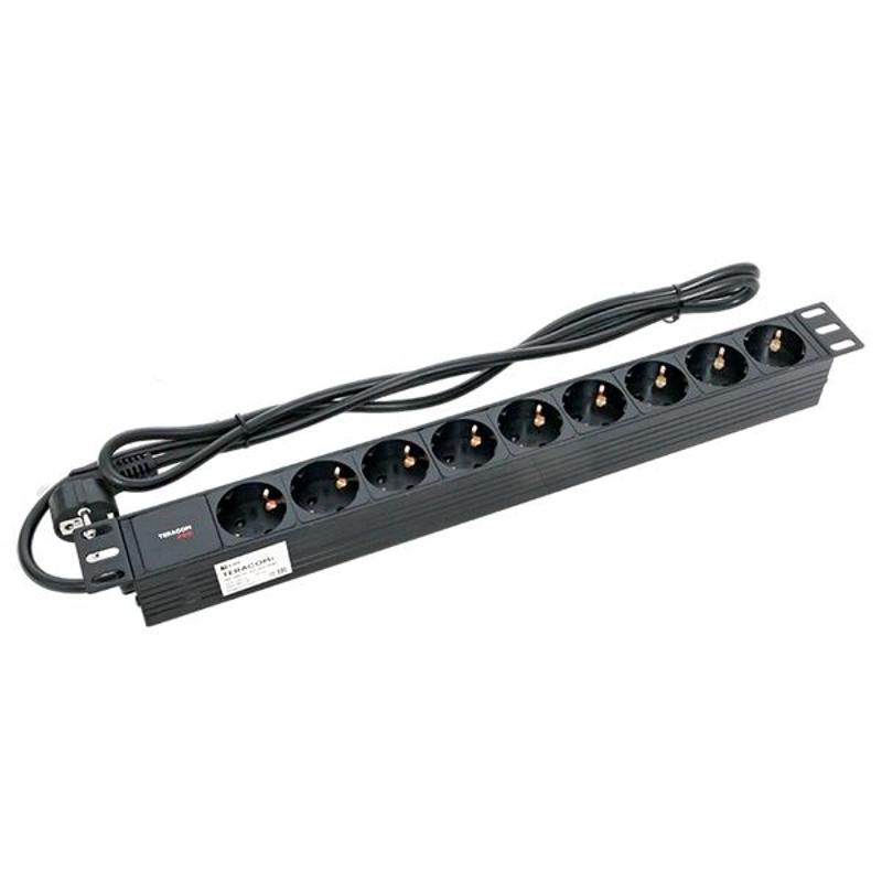 Блок розеток PDU TERACOM PRO 19" 1U 16А/250В 9 розеток Schuko 2 метра 3x1,5 мм2 Schuko | TRP-HPD-PL-16A-9SH-2MSH | EKF — миниатюра 13