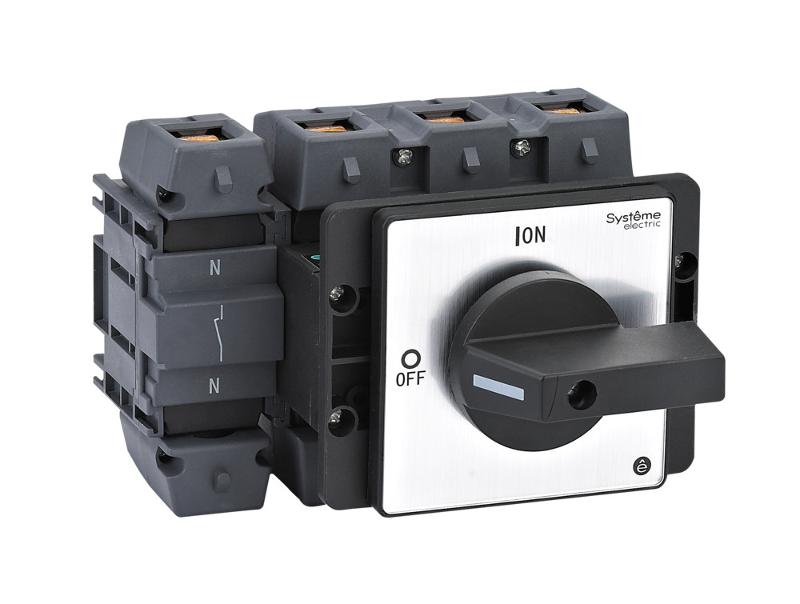 Выключатель-Разъединитель 4P 175A IP20 с чёрной рукояткой на дверцу 4 винтами | MSD175420B | SE — Systeme Electric