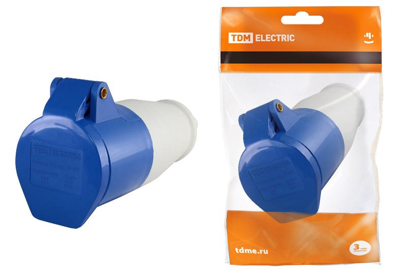 Розетка 213 переносная 2Р+РЕ 16А 220В IP44  | SQ0603-0010 | TDM — TDM ELECTRIC