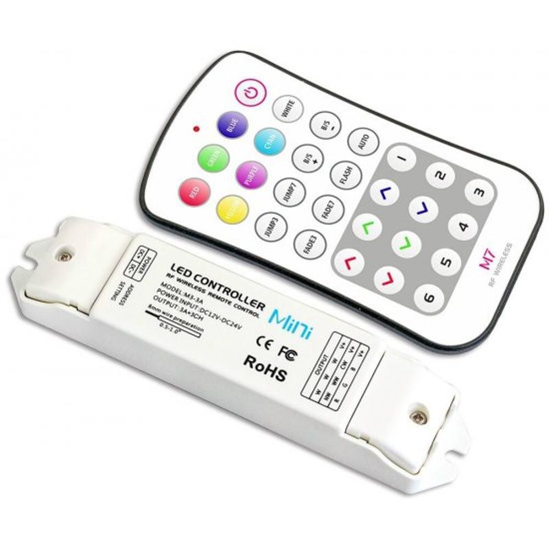Контроллер для светодиодной ленты RGB 12-24 V IP20 135x30x20 мм c пультом, радиус 45 м (LTECH) | M7+M3-3A | VARTON — фото 1 | Sento