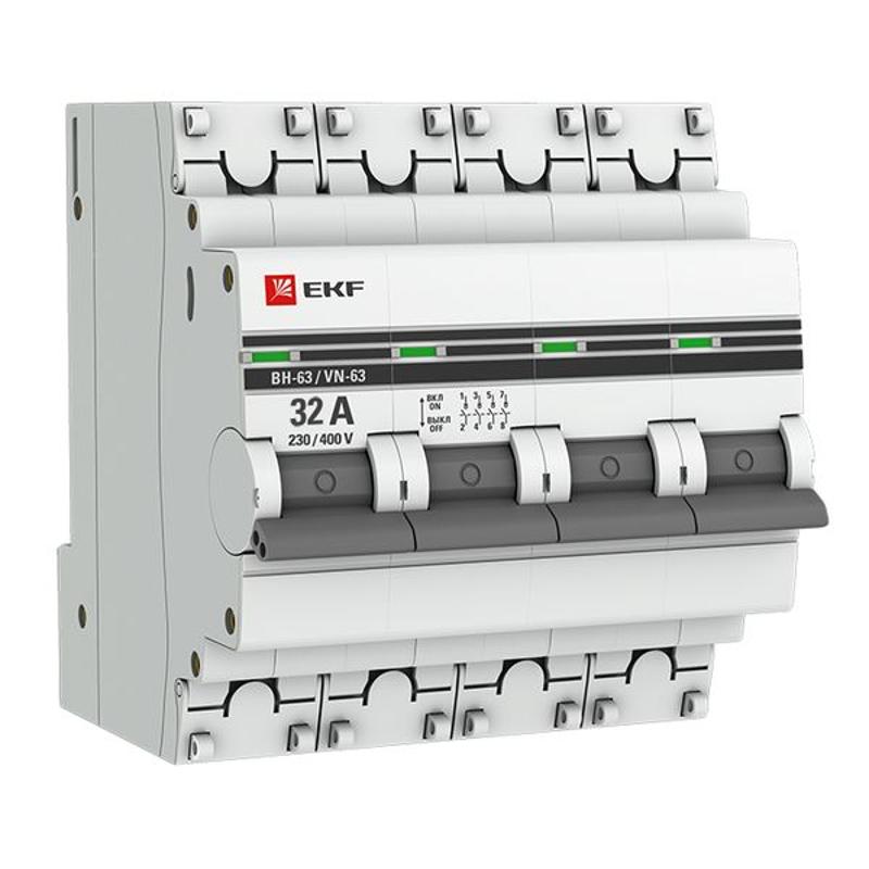 Выключатель нагрузки 4P 32А ВН-63 PROxima | SL63-4-32-pro | EKF — EKF