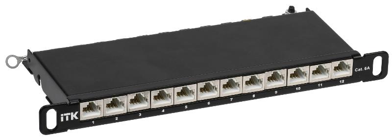 ITK 0,5U патч-панель кат.6A STP 12 портов 10" Dual IDC | PP12-D05UC6AS-D05-10 | ITK — ITK