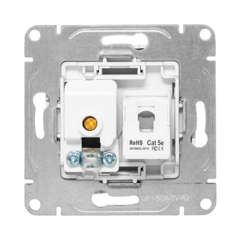 Механизм розетки TV+RJ45 (cat5), алюминий Эпика EKF | UP1-SOA-TV+RJ | EKF — миниатюра 7