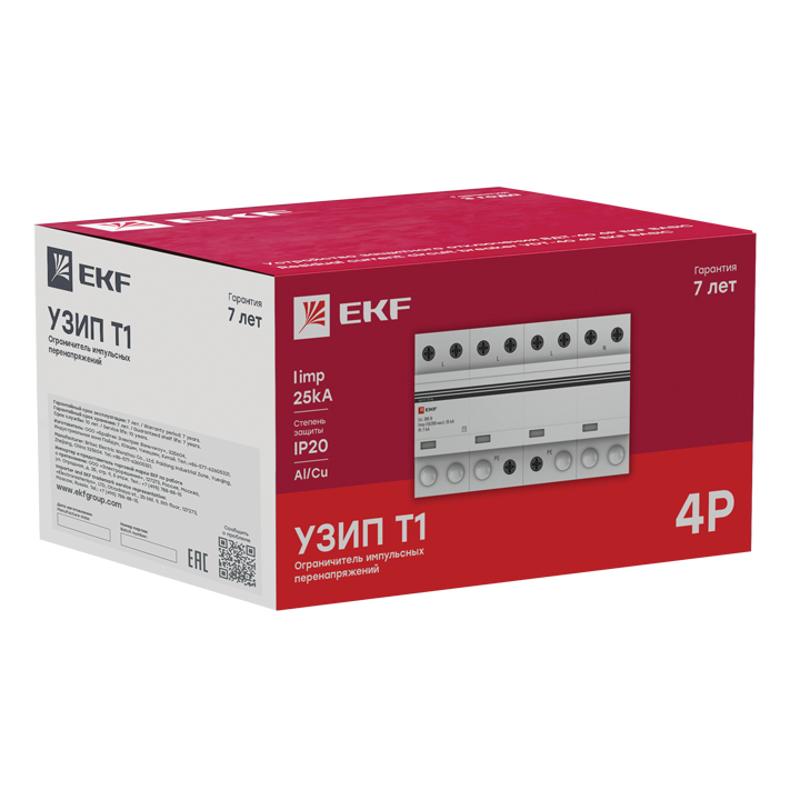 Устройство защиты от импульсных перенапряжений Тип 1 Iimp 25kA (10/350μs) 4P EKF|spd-t1-25-4p|EKF — миниатюра 3