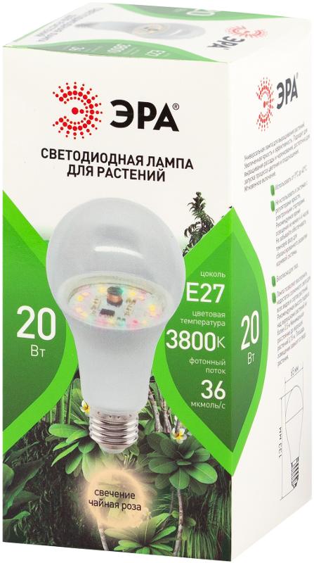 Фитолампа для растений светодиодная  GREEN LINE ФИТО A65-20W-PFR-E27-GR 20 Вт полного спектра | Б0068577 | ЭРА — миниатюра 4