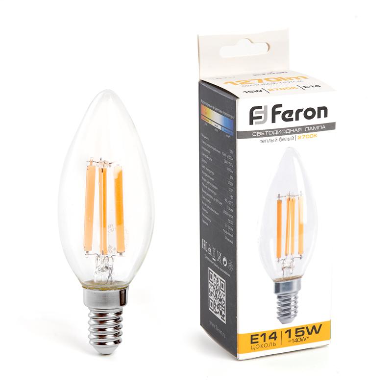 Лампа светодиодная, (15W) 230V E14 2700K прозрачная, LB-717 | 38256 | FERON — фото 1 | Sento