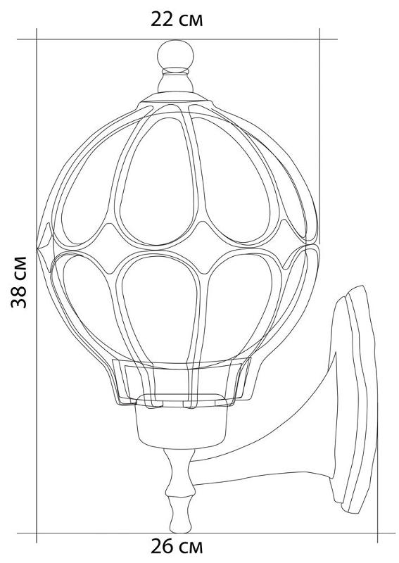 Светильник садово-парковый PL3801 60W 230V E27 220*260*380мм черное золото (на стену вверх) | 11350 | FERON — миниатюра 3