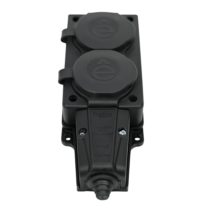 Колодка 2 гнезда 2К+З каучуковая 16А/250В IP44 Чёрная MultiSet | MST4102BK | SE — миниатюра 4