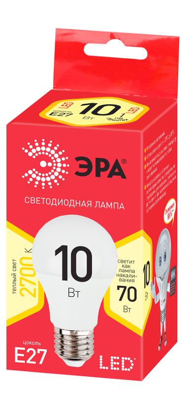 Лампа светодиодная RED LINE ECO LED A60-10W-827-E27 E27 / Е27 10Вт груша теплый белый свет | Б0028006 | ЭРА — миниатюра 2
