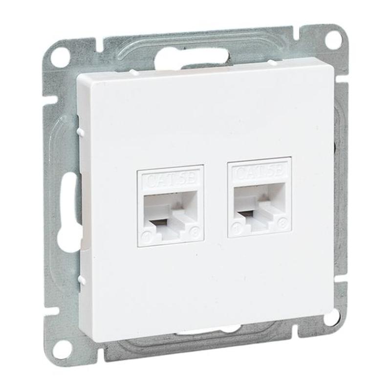 Механизм розетки RJ45 - 2шт, (cat5), белый Эпика EKF | UP1-SOW-2RJ45-5 | EKF — EKF