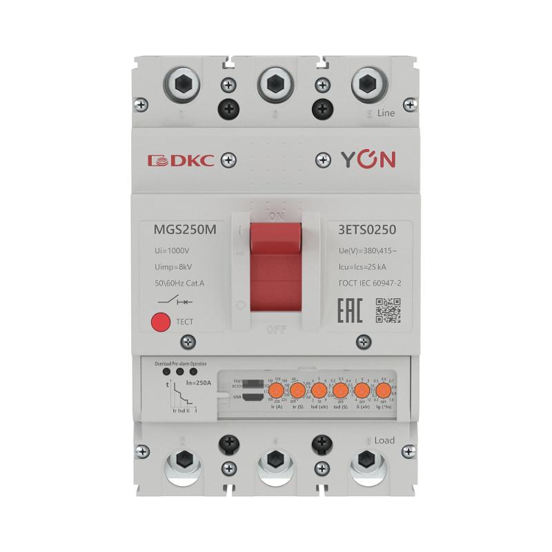 Авт. выкл. YON MGS250M 3P 100-250A 25kA с электронным расцепителем ETS | MGS250M-3ETS0250 | DKC — миниатюра 2