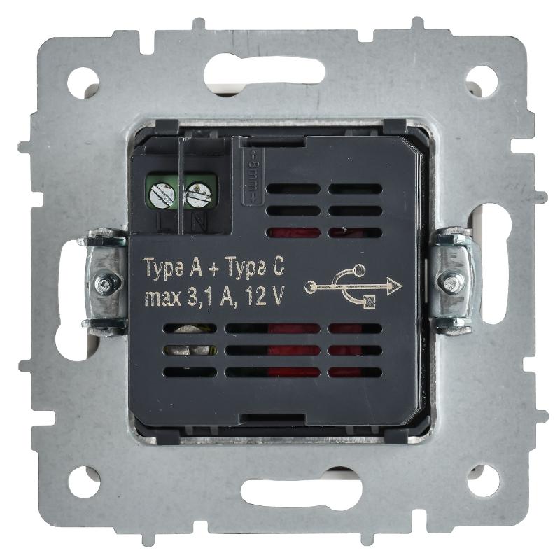 BRITE Розетка USB A+C 18Вт РЮ11-1-БрАБ арктический белый  | BR-U22-018-K91 | IEK — миниатюра 3