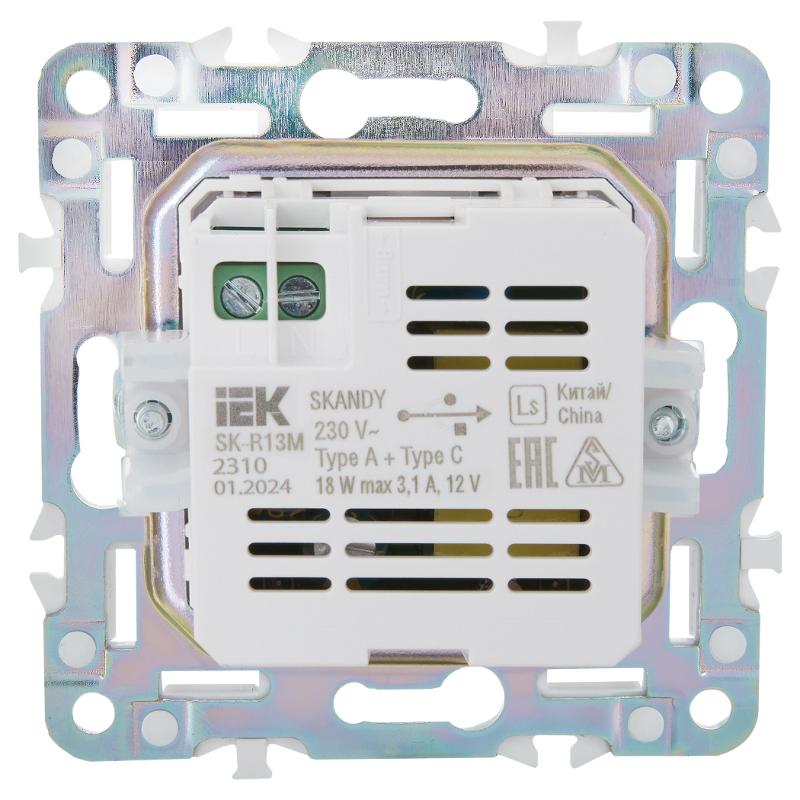 SKANDY Розетка USB A+C 18Вт SK-R13M мятный | SK-U22-018-K06 | IEK — миниатюра 3