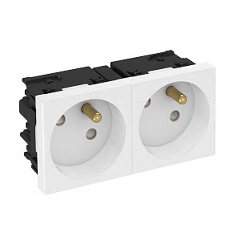 Розетка двойная 33° Modul45connect, франц. стандарт, 250 В, 16A (белый) (STD-F3C RW2) | 6120672 | OBO Bettermann — миниатюра 2