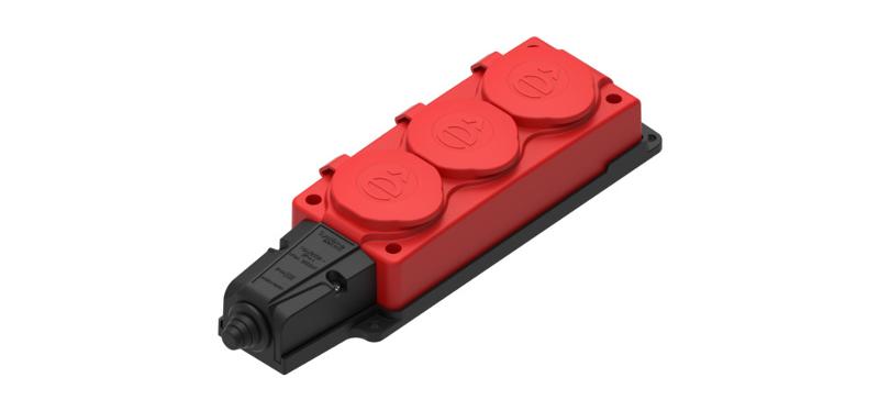 Колодка 3 гнезда 2К+З каучуковая 16А/250В IP44 Красная MultiSet | MST4123RD | SE — Systeme Electric
