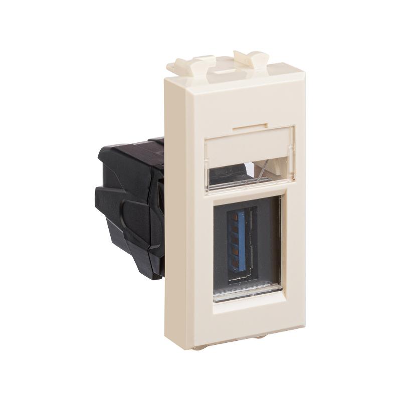 USB 3.0  розетка "Ванильная дымка" Avanti модульная, тип А-А, 1 мод | 4405301 | DKC — миниатюра 2