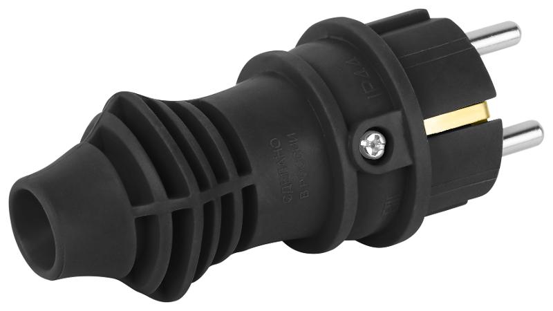 Вилка  каучуковая c заземлением 16А IP44 прямая черная  VX13-B-IP44 | Б0069321 | ЭРА аналог: Б0055414 — миниатюра 3
