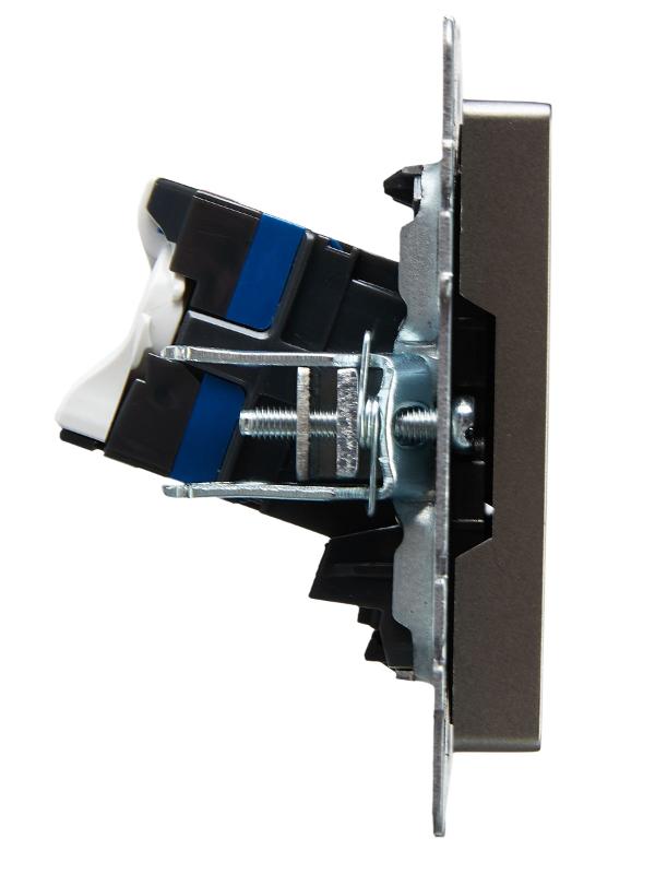BRITE Розетка компьютерная 2-ая RJ45 кат.6 РК11-2-БрС сталь | BR-K20-2-K46 | IEK — миниатюра 3