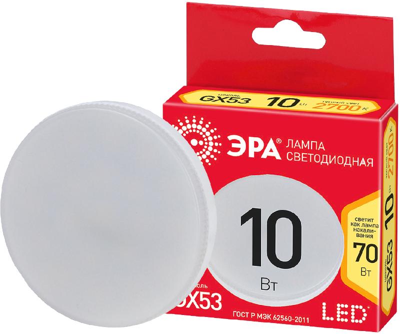 Лампа светодиодная RED LINE ECO LED GX-10W-827-GX53 GX53 10Вт таблетка теплый белый свет | Б0036543 | ЭРА — миниатюра 1
