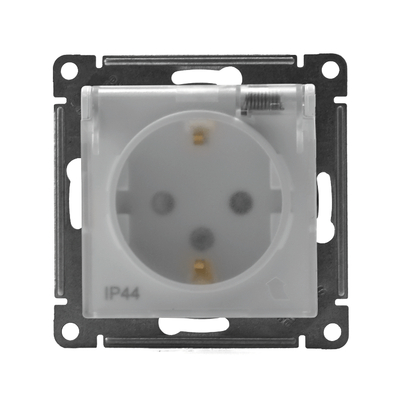 AtlasDesign Aqua Белый Розетка с заземлением со шторками с крышкой, 16А, IP44, механизм | ATN440146 | SE — миниатюра 4