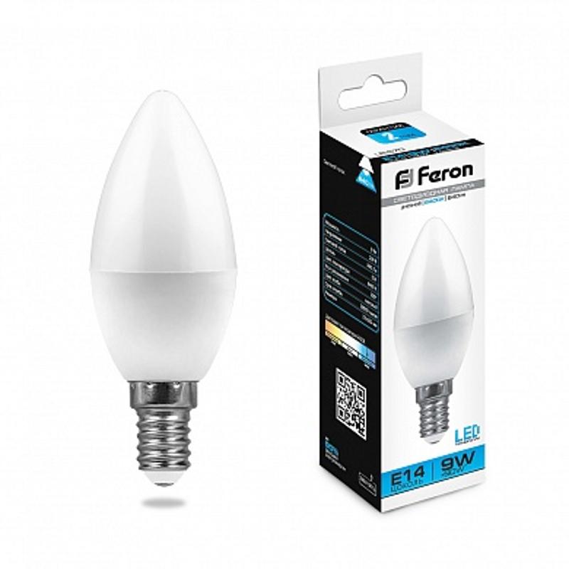 Лампа светодиодная LB-570 (9W) 230V E14 6400K свеча | 25800 | FERON — миниатюра 1