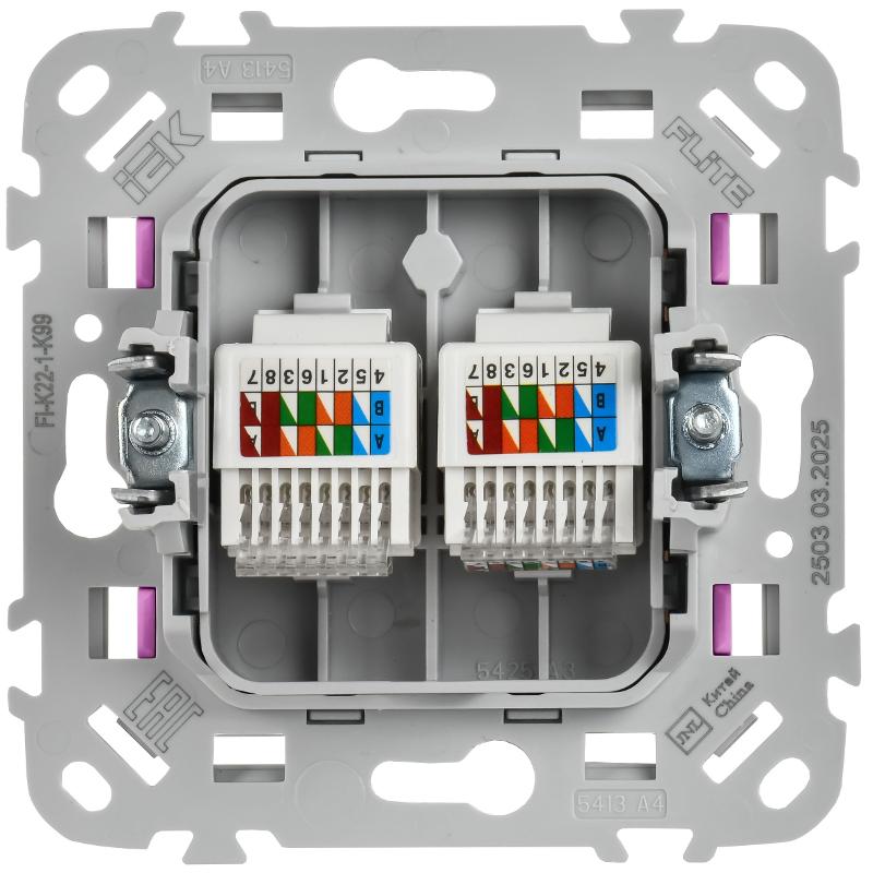 FLITE Розетка 2-ая компьютерная RJ45 кат.5Е UTP РК5е-2-0-ФлПр пурпурный | FI-K22-1-K99 | IEK — миниатюра 3