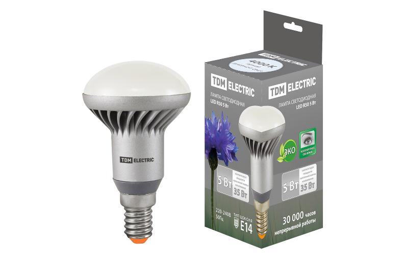 Лампа светодиодная R50-5 Вт-220 В -4000 К–E14 | SQ0340-0058 | TDM — TDM ELECTRIC