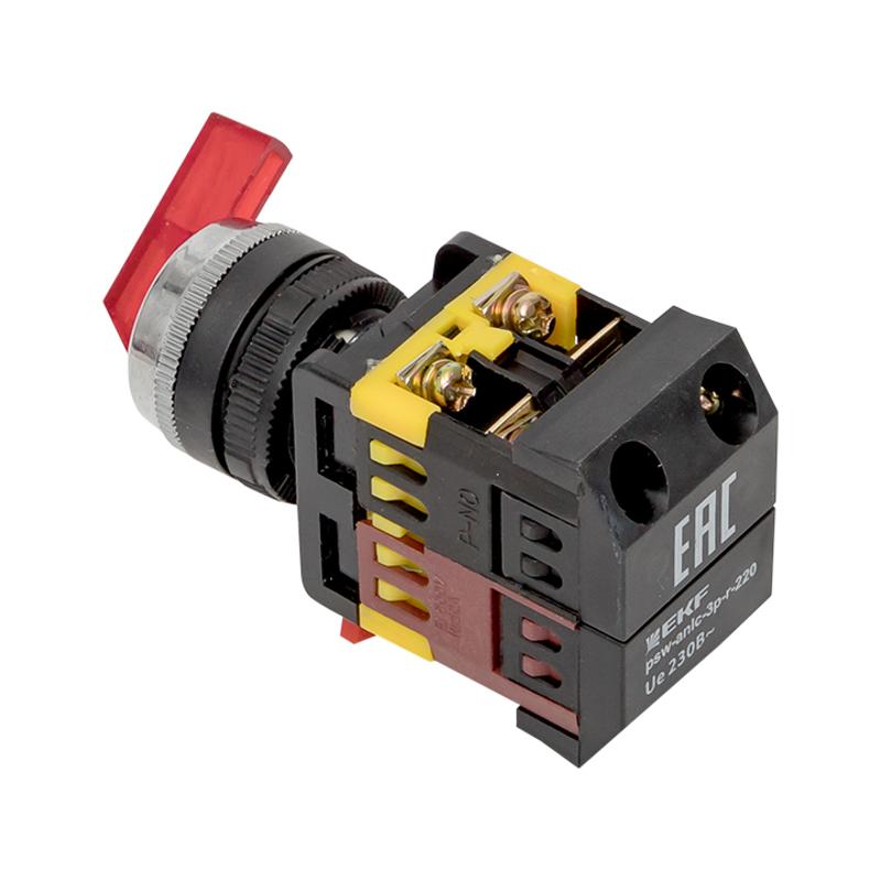 Переключатель ANLC-22 3P красный с подсветкой 220В NO+NC EKF PROxima | psw-anlc-3p-r-220 | EKF — миниатюра 8