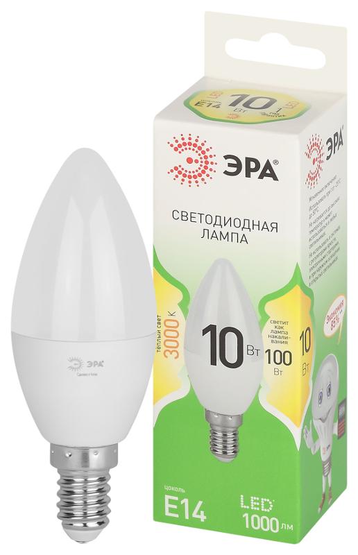 Лампа светодиодная  GREEN LINE LED B35-10W-830-E14 GL E14 10 Вт свеча теплый свет | Б0067108 | ЭРА — миниатюра 1